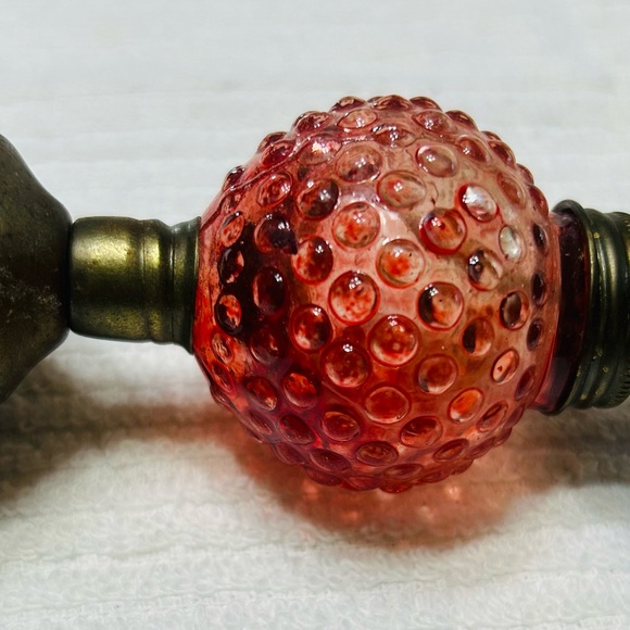 Vintage cranberry hobnail MINI oil lamp, made in Hong Kong. - Picture 5 of 10